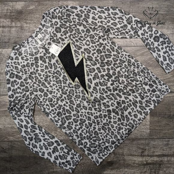 Cato Leopard Print Flash Logo Long Sleeve T Shirt Size XS - Picture 1 of 5